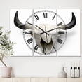 thumbnail image 2 of Designart 'White Cow Skull With Black Horns' Oversized Farmhouse Wall Clock, 2 of 3