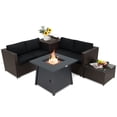 thumbnail image 2 of Costway 5PCS Outdoor Patio Furniture Set with 50,000 BTU Propane Fire Pit Table Cushions Mix Brown + Black, 2 of 10