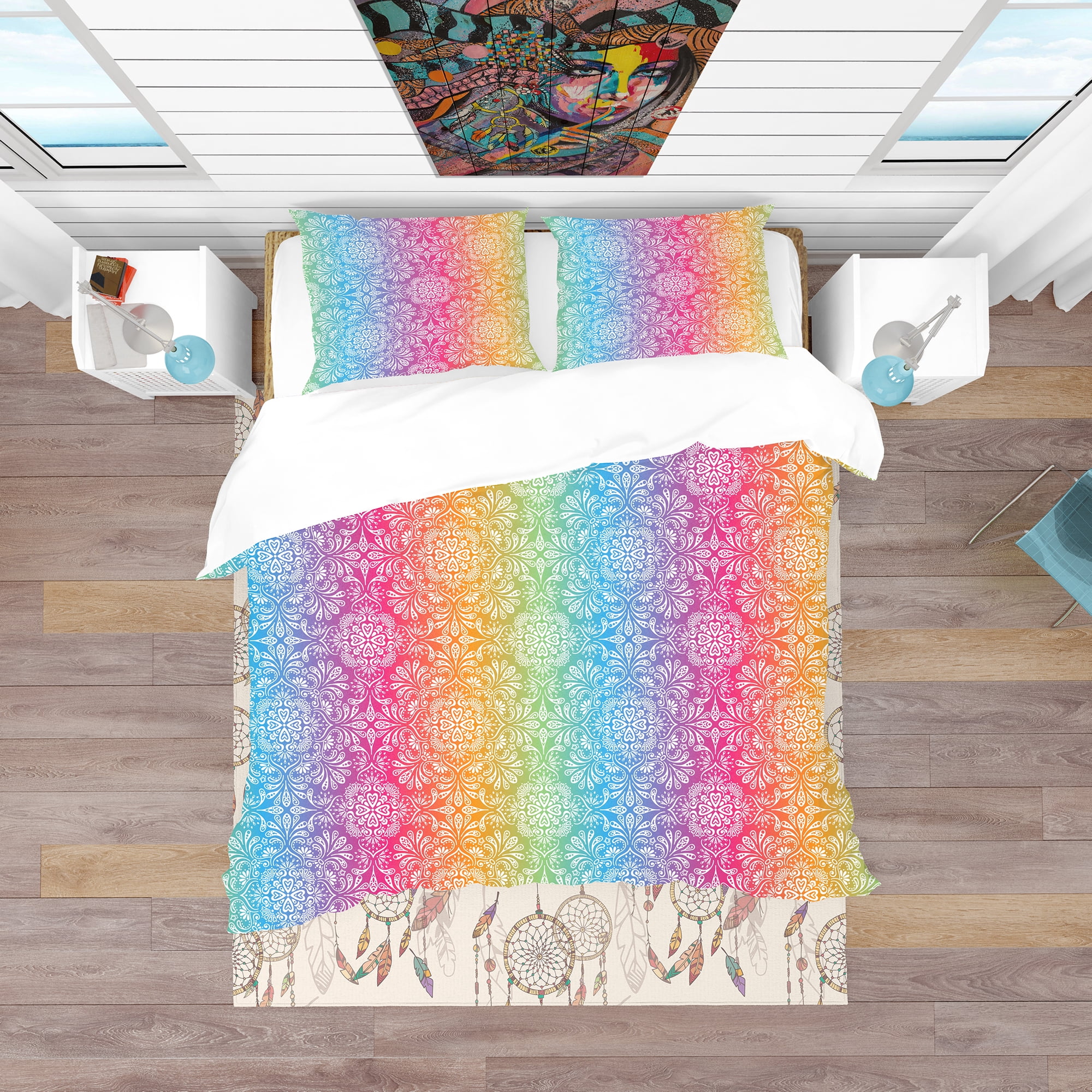 Designart 'Ethnic Floral Pattern' Bohemian & Eclectic Duvet Cover Set