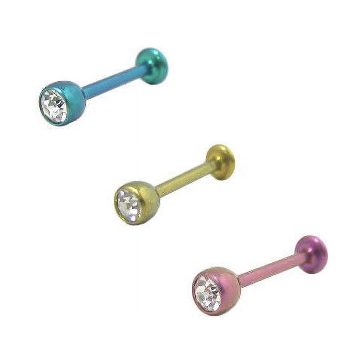 Solid Anodized Titanium Labret Monroe with CZ Jewel - 3 Colors Available