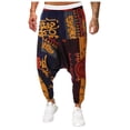 thumbnail image 3 of Zszcpp Linen Pants Men Loose Cotton Low Rise Ankle-Length National Print Relax Trousers Casual Trouser, 3 of 9