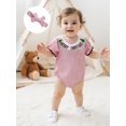 thumbnail image 4 of Rovasas Girl Christmas Tree Embroidery Romper Striped Jumpsuit with Headband, 4 of 9