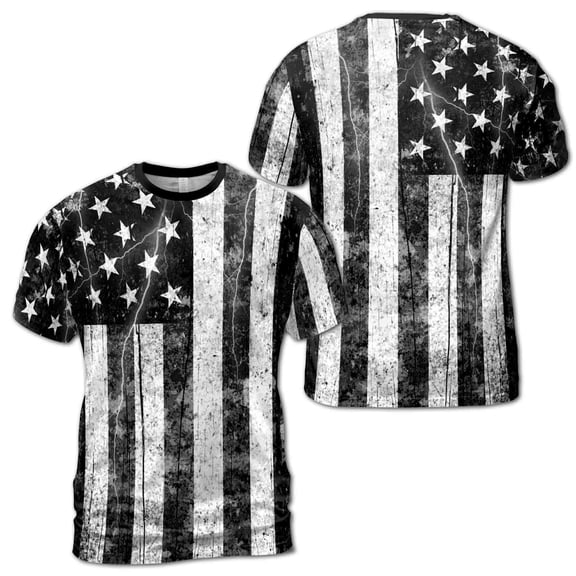 Grunge Retro Patriotic American Flag USA 3D T-Shirt S-5XL