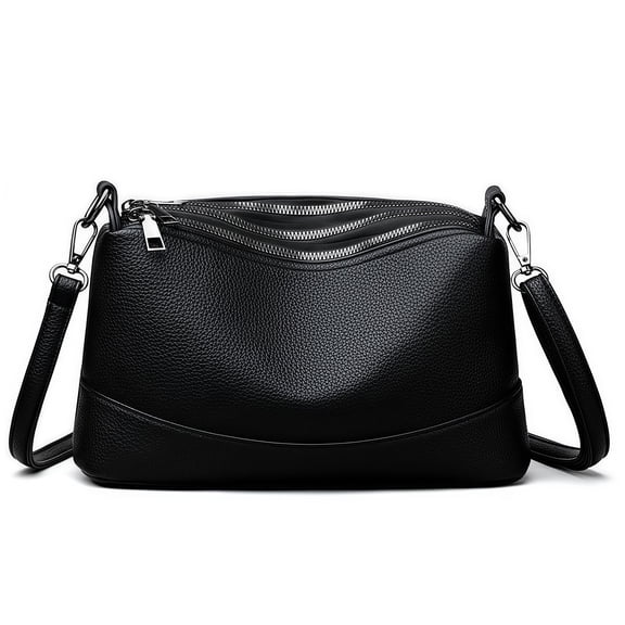 Crossbody Bags for Women, PU Leather Small Shoulder Bag with Multi Pockets and Zipper Closure, Lightweight Casual Purse for Daily Use