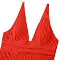 thumbnail image 4 of Women's One Piece Swimsuit Fashion Deep V Neck Adjustable Straps Bathing Suit Low Back Beach Swimwear (L, Red), 4 of 6