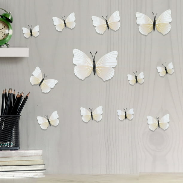 Décoration de chambre Stickers muraux pour chambre 12 pièces 3D Simulation papillon  Stickers muraux pour la décoration de salon 