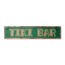 TIKI BAR Vintage Aluminum Street Sign Polynesian bamboo hut drinker outdoor rustic metal tin | Indoor/Outdoor |  18" Wide