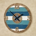 thumbnail image 2 of La Mer Coastal Wooden Plank Wall Clock Blue 24 Inches Diameter, 2 of 5