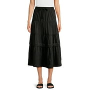 Time and Tru Women's Tiered Maxi Skirt with Elastic Waistband, Sizes S-XXXL