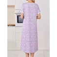 thumbnail image 6 of KISSGAL Nightgowns for Women Button Front Henley Neck House Dress Short Sleeve Soft Pajamas Dress Sleepwear, 6 of 8