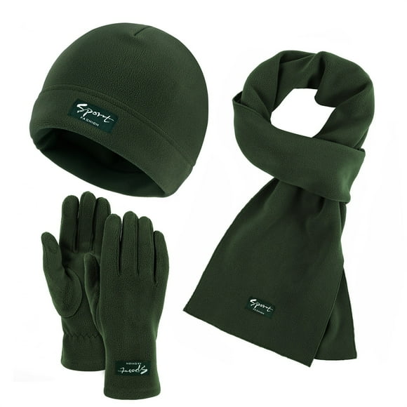 Pavied Beanie Winter Hats Women&Men Autumn Winter Warm Cute Wool Hat Scarf Gloves Three Pieces Winter Snow Knit Cap Screen Mittens Scarves Sets Ear Warmers Green One Size