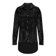 thumbnail image 4 of Hvyesh Velour Shirt for Women Button Down Tunic Tops Long Sleeve Velvet Shirt Dressy Work Shirt Blouse, 4 of 6
