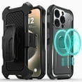thumbnail image 1 of Vena vArmor Rugged Case for Apple iPhone 15 Pro (6.1"), (Military Grade Drop Protection / Armor) Magsafe Compatible and Heavy Duty Holster Belt Clip Cover with KickStand - Graphite Gray / Black, 1 of 8