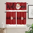 thumbnail image 2 of Red Santa Claus Kitchen Curtains and Valances Set, Christmas Welcome Linen Rod Pocket Window Valance 18 Inch Window Curtain Panels for Living Room Bedroom Laundry, 27.5x36in, 3 Pieces, 2 of 7