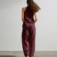 thumbnail image 6 of DHFJKG Linen Sets For Women 2 Piece Sleeveless Deep V Neck Tank Top Wide Leg Pants Beach Vacation Outfits, 6 of 6