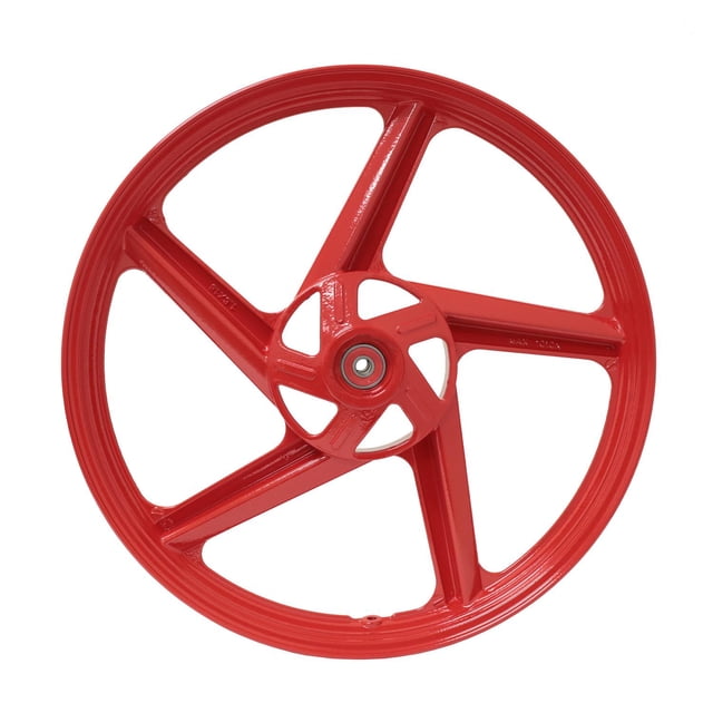 rin delantero rojo italika ft 250 ts (16-20) rojo Roda rin delantero compatible con ITALIKA FT 250 TS 2016-2020, aro de cinco rayos en color rojo, centro con alojamiento de cojinete y orificios para freno, contenido 1 pieza, peso 1 kg; a menudo usado como repuesto para restauraciones de moto.