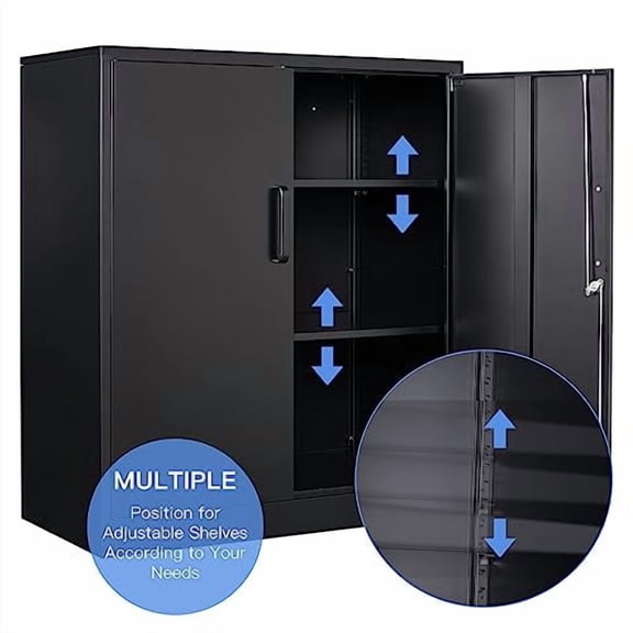 Yizosh Metal Storage Cabinet with 2 Doors and 2 Adjustable Shelves - 35.5" Garage Wall Cabinet, Locking Counter Cabinet for Home Office,Garage,Gym,School