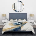thumbnail image 3 of Designart "Swirling Blue and Gold Abstraction V" Modern Bedding Covert Set - Abstract Spirals Blue Abstract Bed Set With 1 Sham, 3 of 6