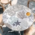 thumbnail image 3 of Summer Coral Shell Starfish Fitted Round Tablecloths Elastic Edged Table Covers 36"-44",Waterproof Table Cloth for Kitchen Holiday Party Tables Decor, 3 of 9