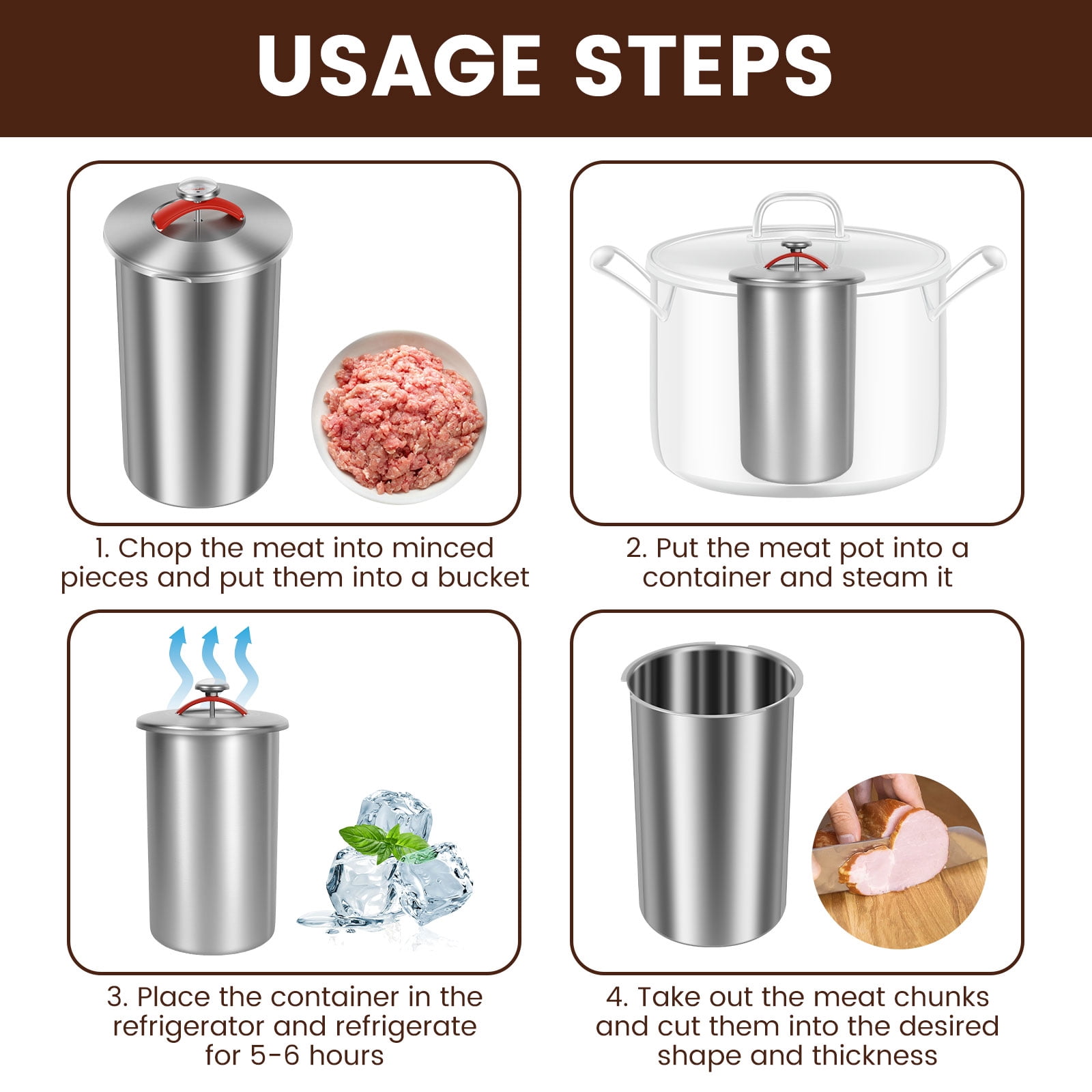 Deli Meat Press Mold Make Your Own Healthy Homemade Ham with This Stainless Steel Lunch Meat Press Our Ham Maker Includes Thermometer