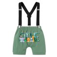 thumbnail image 6 of IBTOM CASTLE Baby Boy 1st Birthday Outfit Jungle Woodland Animal Romper + Bloomers + Suspenders 3PCS Clothes Set Photography 12-18 Months Teal Blue, 6 of 8