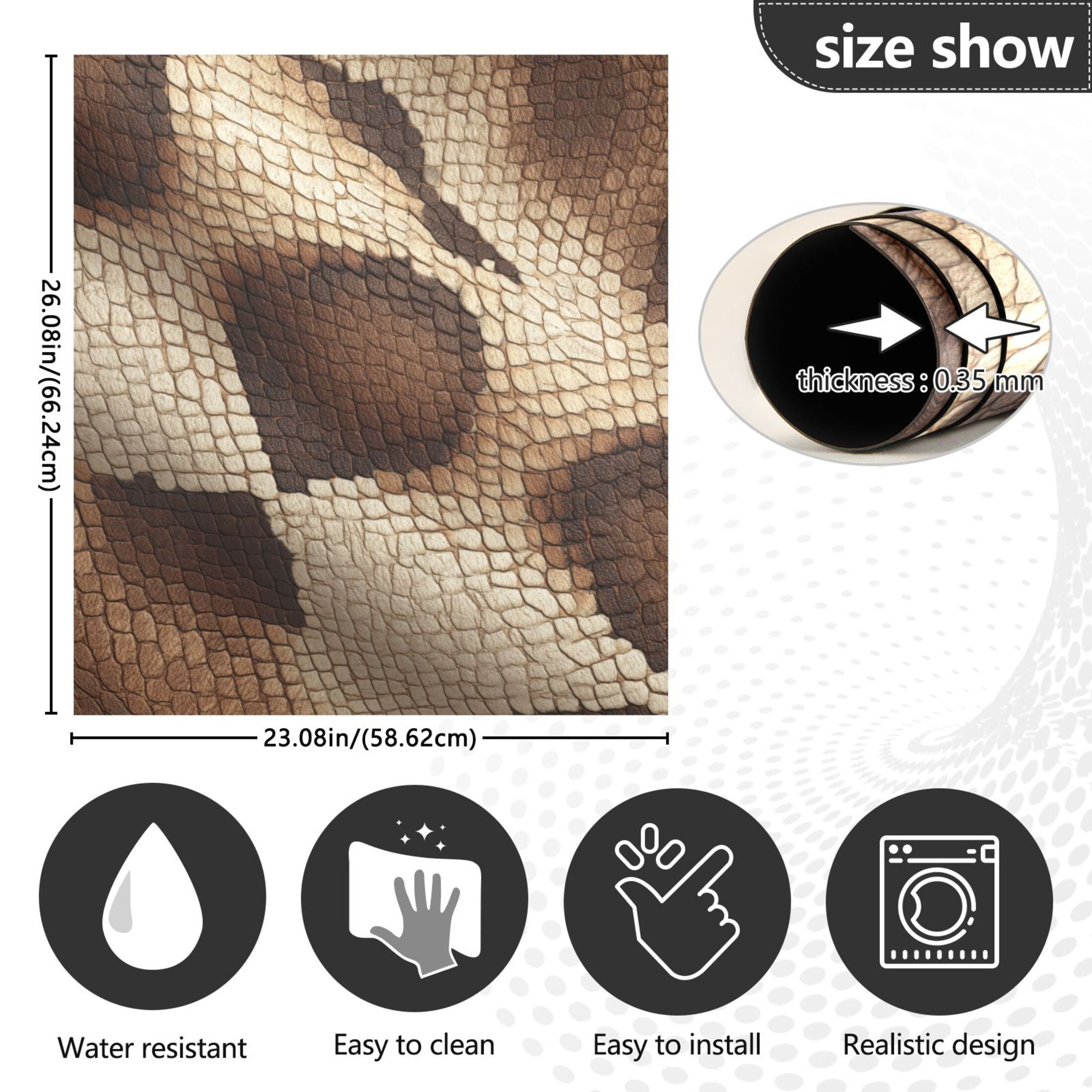 Dishwasher Magnetic Refrigerator Magnet Cover Sticker Home Decorative 23"x26" Brown Snake Skin Pattern