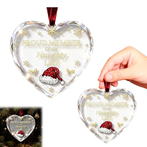 Christmas Acrylic Heart Ornaments Heart Shaped Christmas Tree Decorations with Ribbon for Home Storefront Window Holiday Display