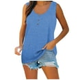 thumbnail image 2 of Ydkzymd Women's Tank Tops Under Sky Blue Flowy Trendy Solid Color Blouses Sleeveless Fashion Button Up Tunics Plus Size Henley Cozy T Shirts Sky Blue S, 2 of 7