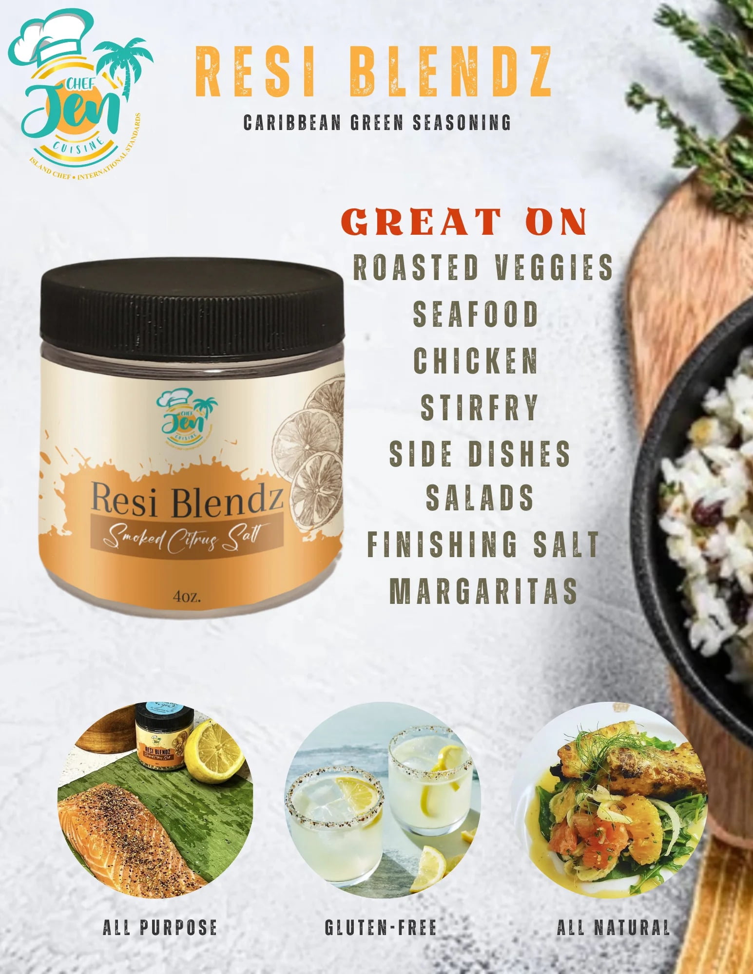 Chef Jen Cuisine Resi Blendz Citrus Infused Salt, 5.5 oz