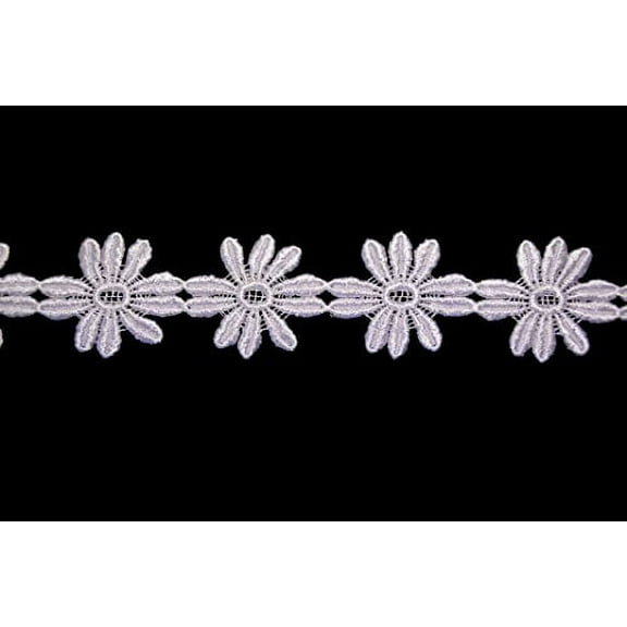Altotux 2" White Daisy Flowers Floral Guipure Cuttable Venice Lace Trim By Yard