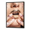 thumbnail image 3 of Female With Golden Lips and Glitter On Her Hands 16 in x 32 in Framed Photography Canvas Art Print, by Designart, 3 of 5