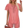thumbnail image 1 of Ensembles de Pyjama pour Femmes 2 Pcs, Mode Décontractée pour Femmes Manches en Dentelle Imprimée Haut Décontracté Pantalon Ensemble de Pyjama, 1 of 6