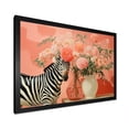 thumbnail image 2 of Designart "Floral Zebra in Pink and Green I" Animals Framed Wall Art Decor - Modern Farmhouse Green Zebra Bedroom Framed Canvas Wall Art, 2 of 6