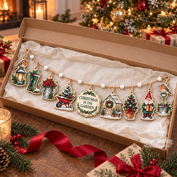 Garland, Christmas Garden Wooden Mantel Decoration for Holiday Hosts