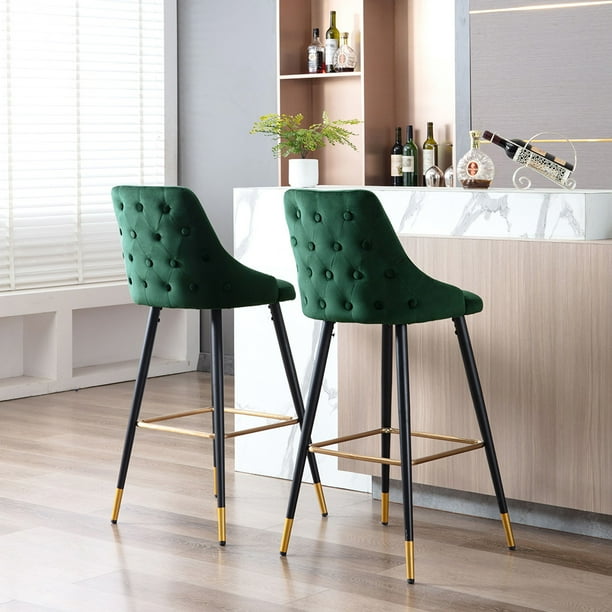 Duhome Elegant Lifestyle Bar Stool, Dark Green, Set of 2 - Walmart.com ...