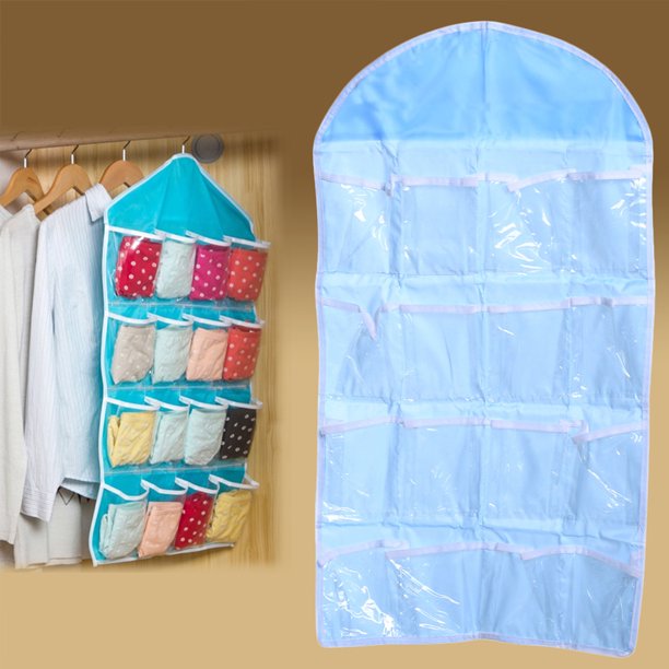 16 Rejilla Armario Colgando Bolsa Calcetines Calzoncillos Organizador Ropa Percha (Azul) Wdftyju Libre de BPA