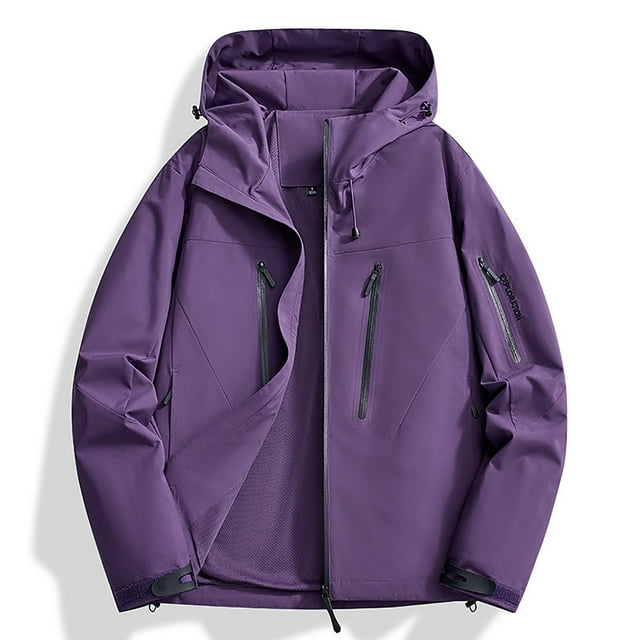 Pisexur Winter Jacket for Women Spring And Fall Thin Waterproof And Windproof Workwear Jacket Purple,2XL