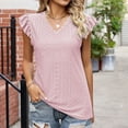 thumbnail image 3 of Mittory Womens Summer Tops V Neck Ruffle Short Sleeve T Shirts Eyelet Loose Fit Blouses, 3 of 6