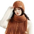 thumbnail image 2 of YAOBAMM Unisex Winter Hat Scarf Set 2Pcs Set Unisex Winter Solid Color Hat Scarf Set Thickened Warm Long Scarf Beanie Set, 2 of 7