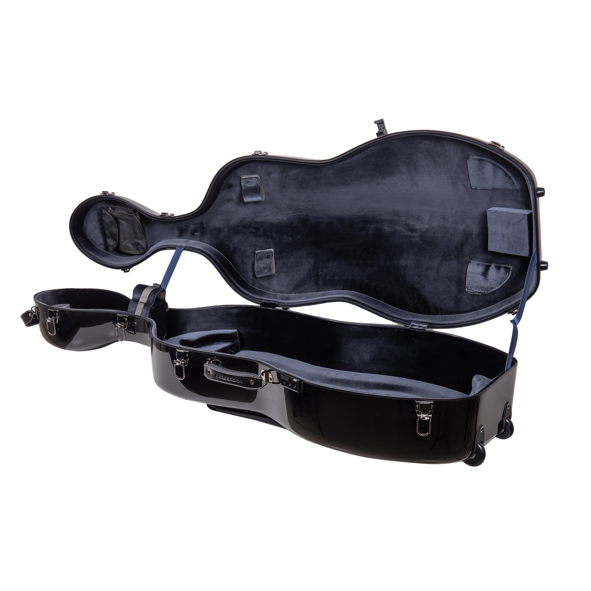 Crossrock Fiberglass Case with Wheels-Fits 4/4 Full Size Cello-Includes Padded Music Pouch, 3 Handles, Removable Shoulder Straps, Combination Lock-Black (CRF2020CEFBK)