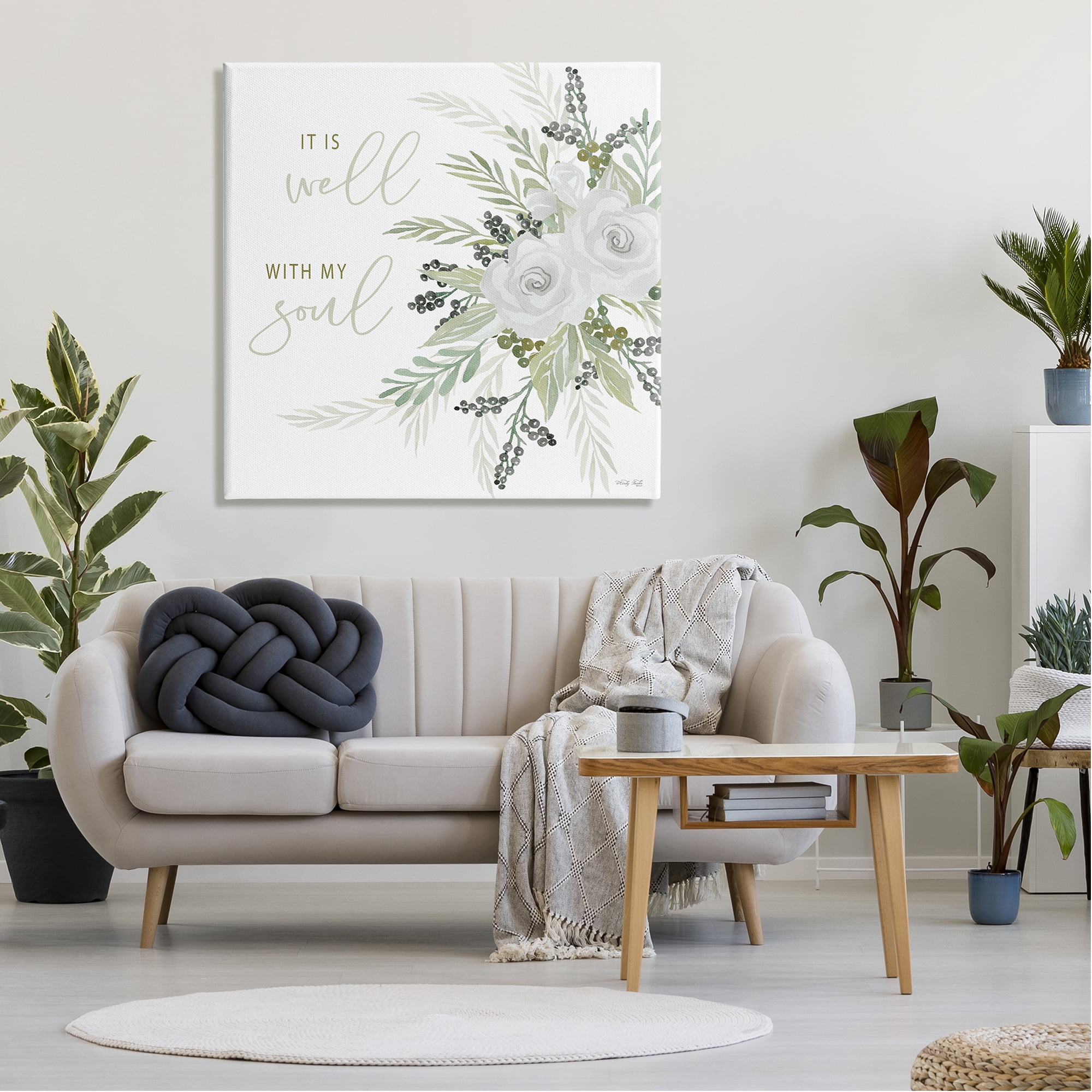 Stupell It Is Well With My Soul White Roses Botanical & Floral Painting Gallery Wrapped Canvas Print Wall Art