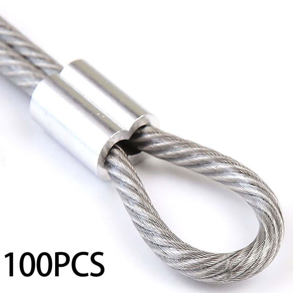100 piezas de manguitos de aluminio para cables, casquillos de engarzado para cables, profesionales, duraderos, portátiles, accesorios para cables de M4 shamjiam Manga de aluminio de cable de alambre
