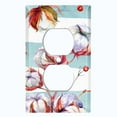 thumbnail image 3 of Metal Light Switch Plate Cover Cotton Flower Teal Stripes FLW021, 3 of 15