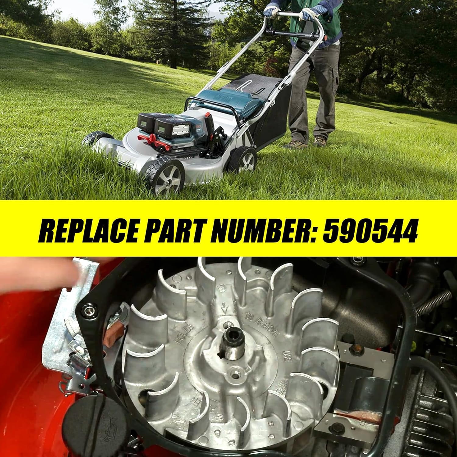 590544 Flywheel Lawn Mower Replacement Parts Compatible with Briggs & Stratton Small Engine Model 08P502/0029-H1 Parts,Exact Replacement of the Original Flywheel,high-Grade steel Flywheel