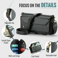 thumbnail image 6 of Crossbody for Samsung Galaxy S21 Case Wallet【RFID Blocking】with 7-Card Holder Zipper Bills Slot, Soft PU Leather Magnetic Shoulder Wrist Strap for Galaxy S21 Wallet Case Women, 6 of 14