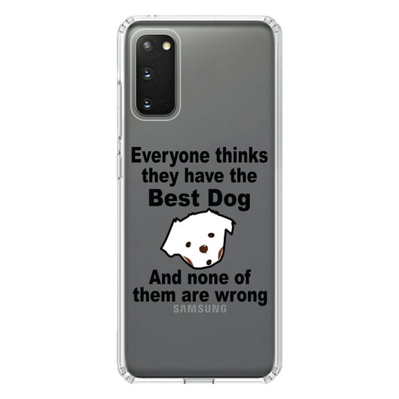 DistinctInk Clear Shockproof Hybrid Case for Galaxy S20 PLUS / 5G (6.7" Screen) - TPU Bumper Acrylic Back Tempered Glass Screen Protector - Everyone Things They Have The Best Dog
