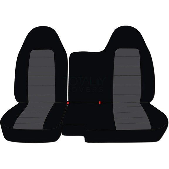 T46-Designcovers Fits 2004-2012 Chevy Colorado/GMC Canyon Velour Truck Seat Covers(Front 60/40 Split Bench) No Armrest:Black and Charcoal