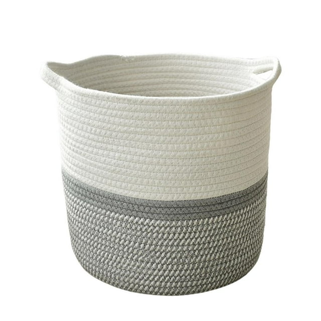Maceta decorativa tejida para oficina, cesta de almacenamiento, decoración moderna para el hogar, lavable Gris 25cm