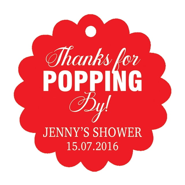 100 PCS Personalized Baby Shower Favors Tags Custom Quote Thank You For Popping By Baby Shower Gift Hang Tags