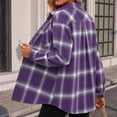thumbnail image 3 of Dweltoz Women's Plaid Flannel Shirt Soft Long Sleeve Lightweight Casual Button Down Jacket with Pockets 2026 Fall Fashion Blouses,Purple L, 3 of 3